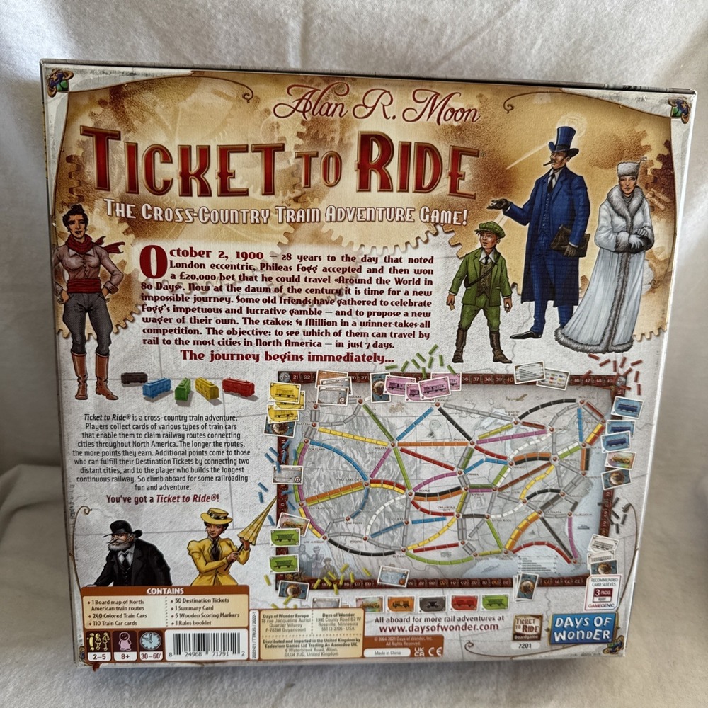 Ticket To Ride ( Days Of Wonder)Board Game ! Allan R. Moon Complete In Nice Cond - Picture 3 of 6
